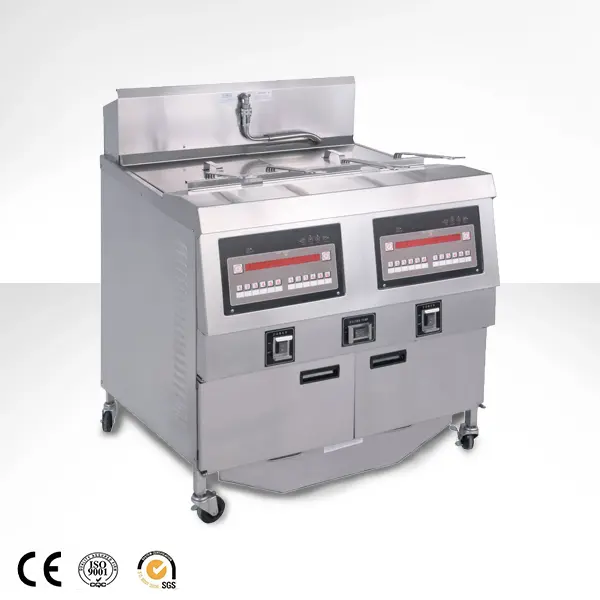 Dual Tank Gas Open Deep Fryer with Oil Filtration System OFG-322 TENSHINE