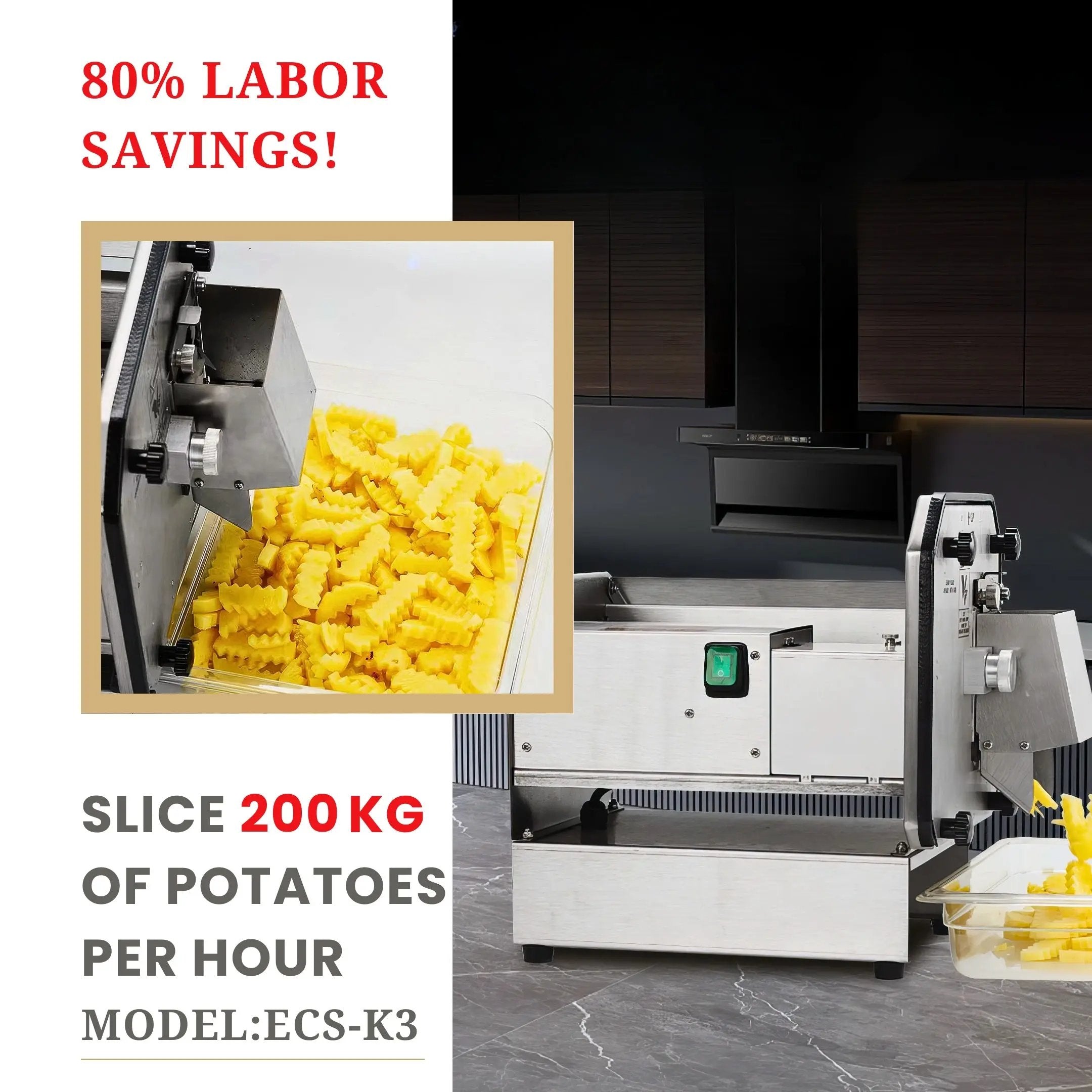 Crinkle-Cut French Fry Cutter TFS-K3 TENSHINE