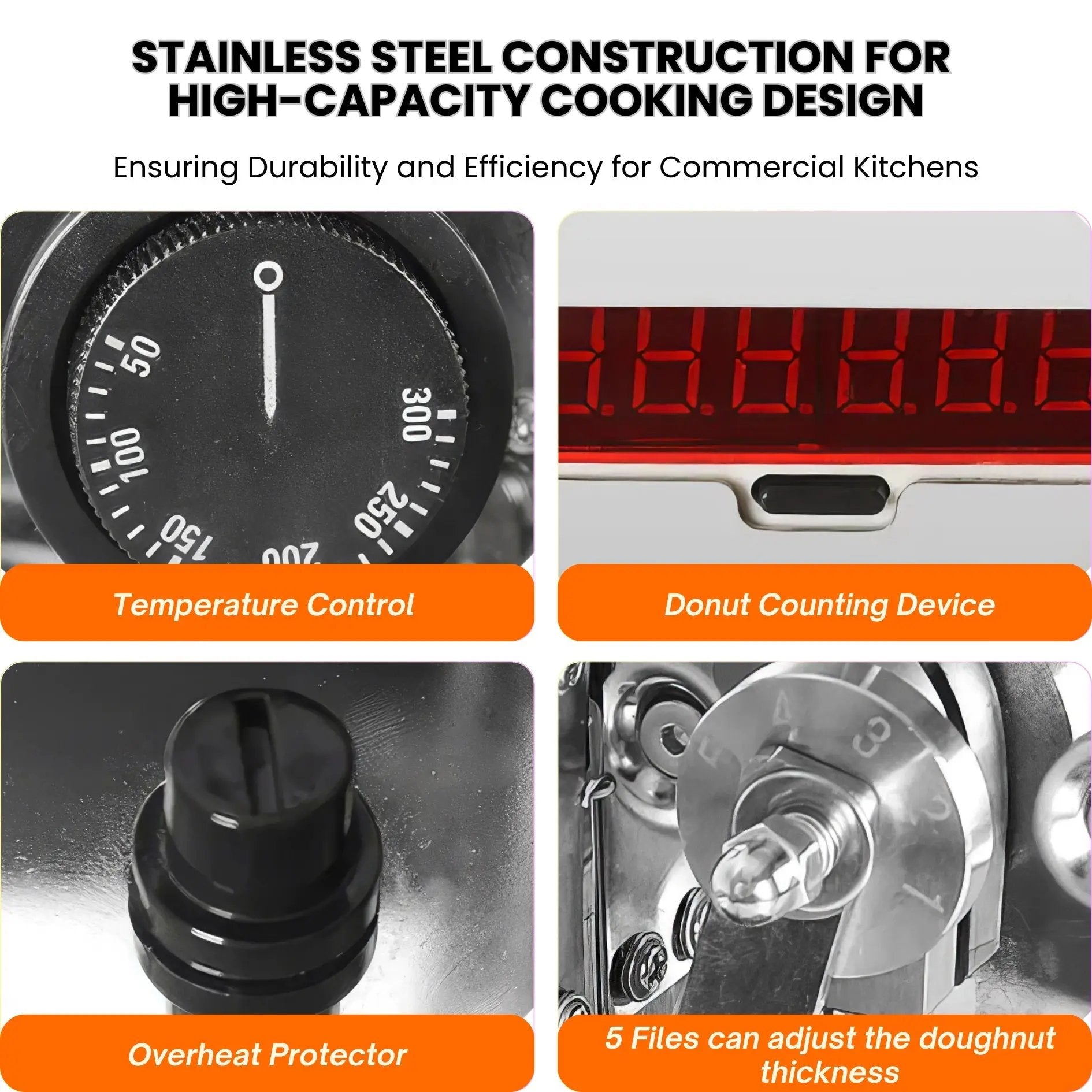 4 Row Auto Doughnut Maker with Mechanical Control Panel Adjustable Thickness Fryer LBD - 4Auto Doughnut Maker