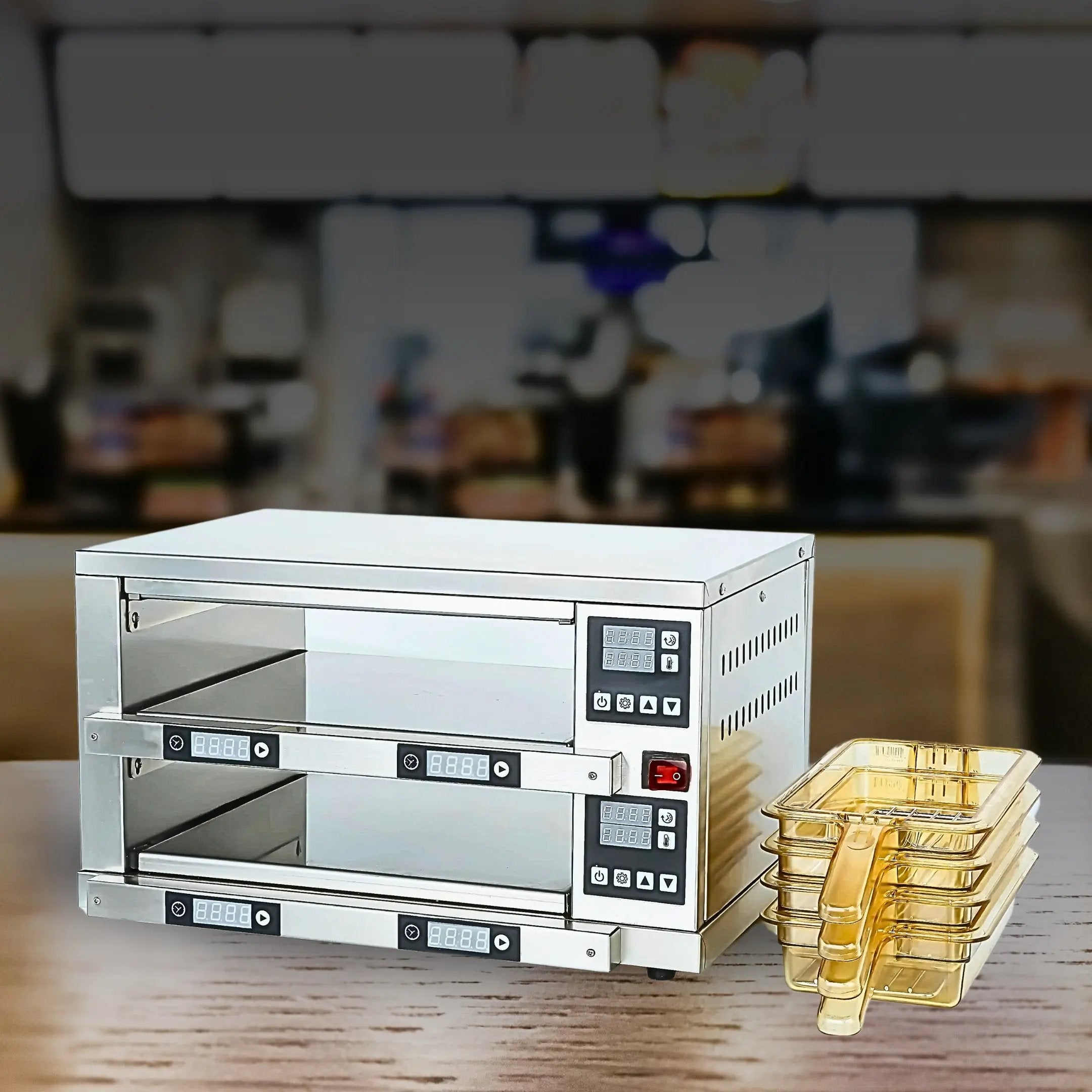 RB2-4 Tabletop Stainless Steel Double-Layer 4-Tray Food Warming Cabinet & Heated Holding Station TENSHINE