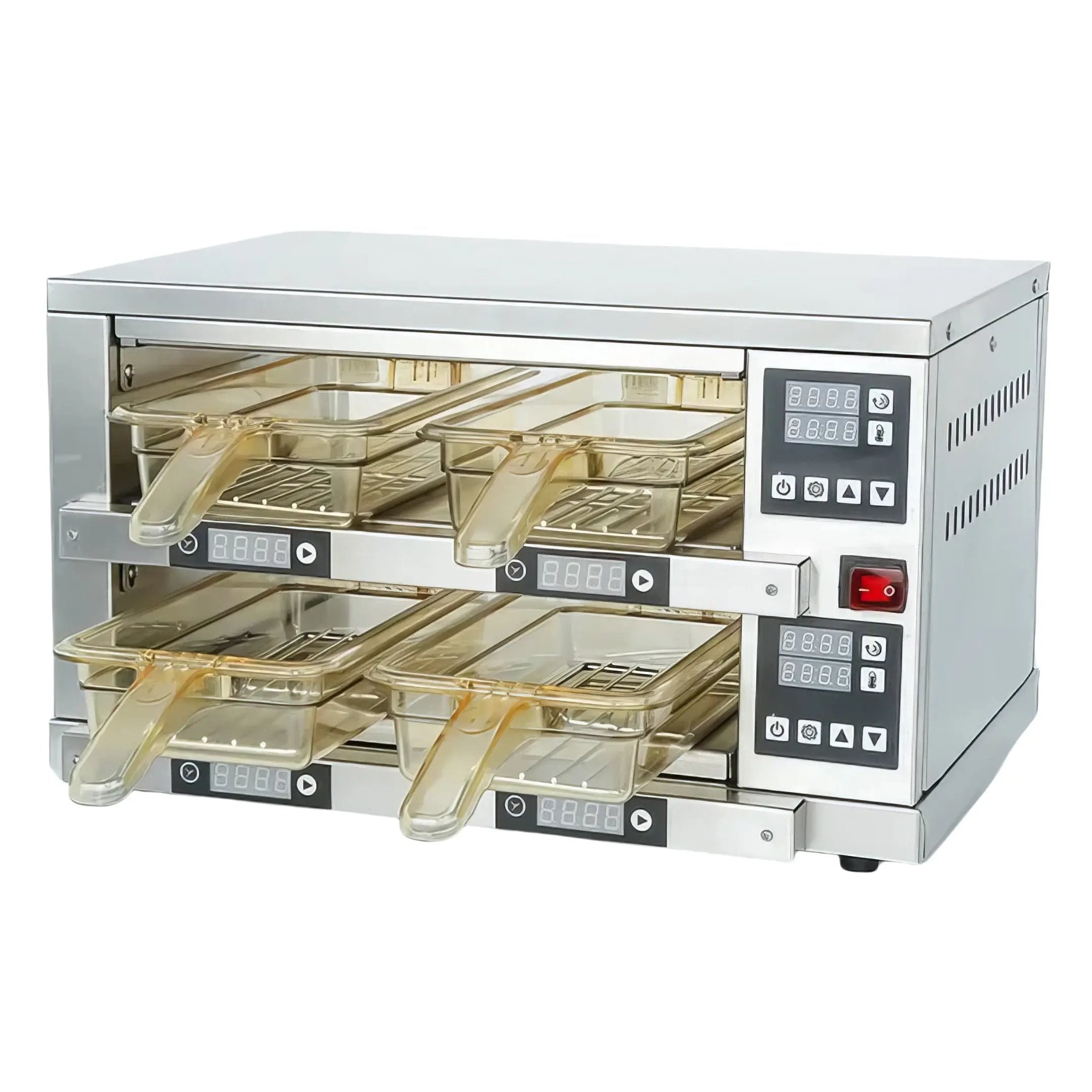 RB2-4 Tabletop Stainless Steel Double-Layer 4-Tray Food Warming Cabinet & Heated Holding Station TENSHINE