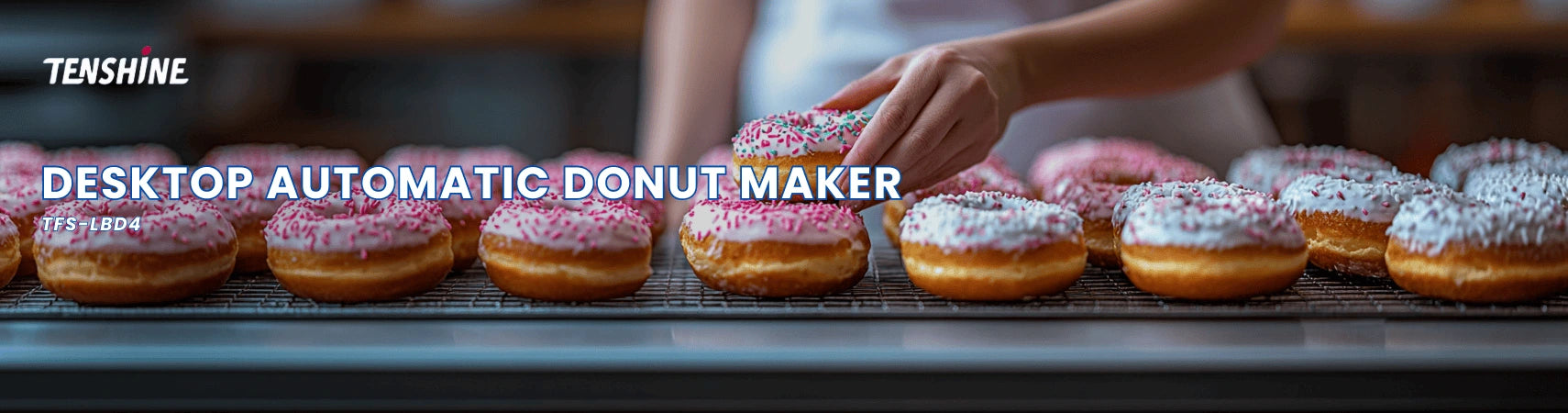 Boost profits with the LBD-4 commercial mini donut maker. This fully automatic 4-row donut robot produces 1,800 pcs/hr