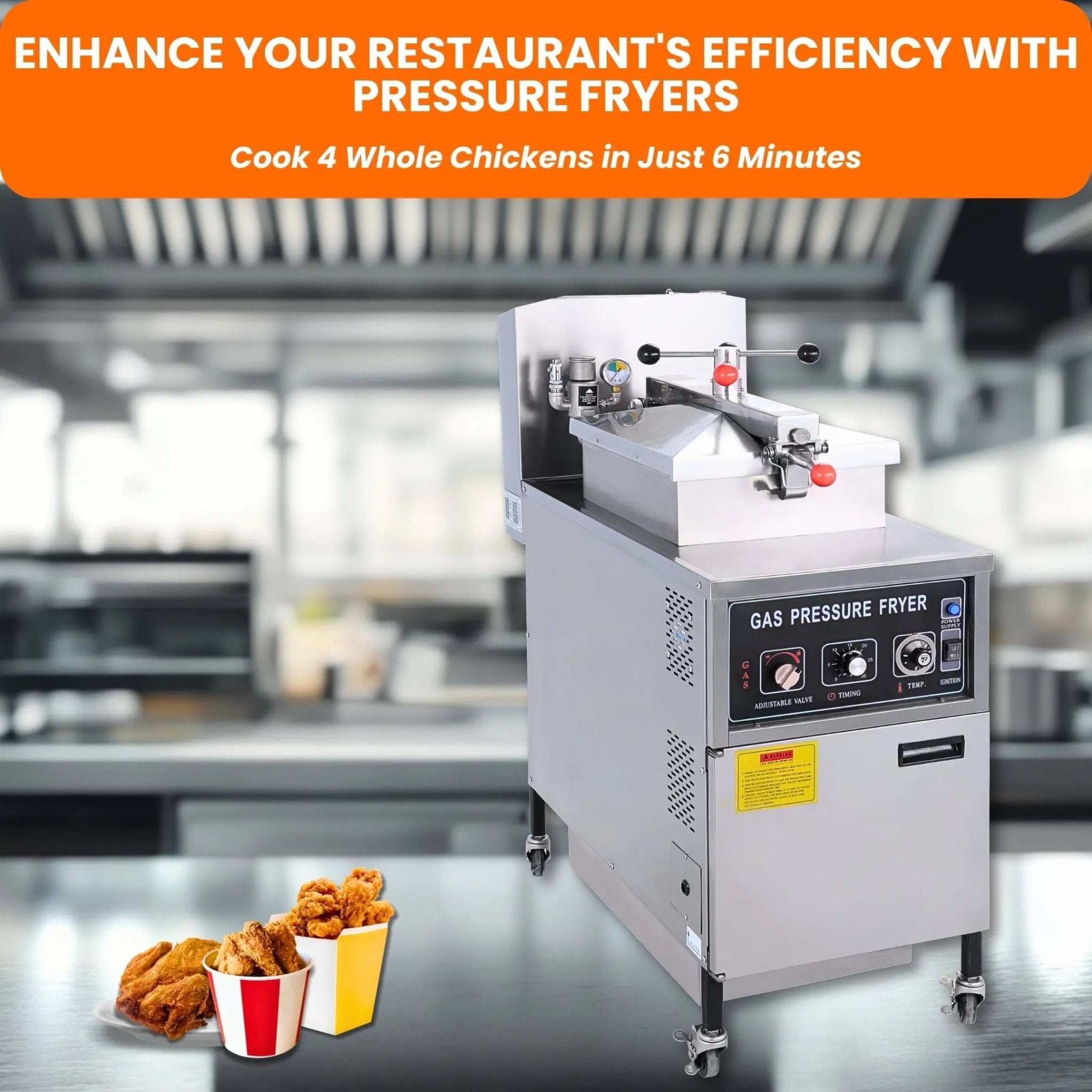 TS-GP25 Mechanical Control Panel Gas Pressure Fryer 88000btu 55lb/25LPressure Fryer