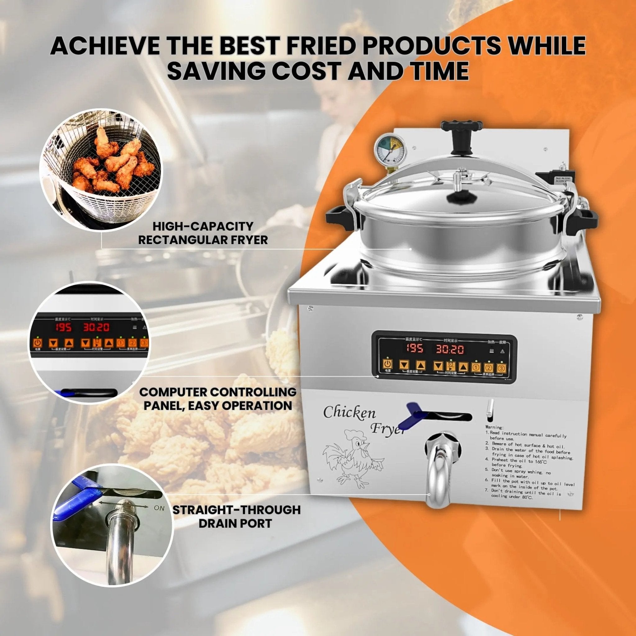 MDXZ - 16B Commercial Desktop Computer Control Panel Pressure Deep FryerPressure Fryer