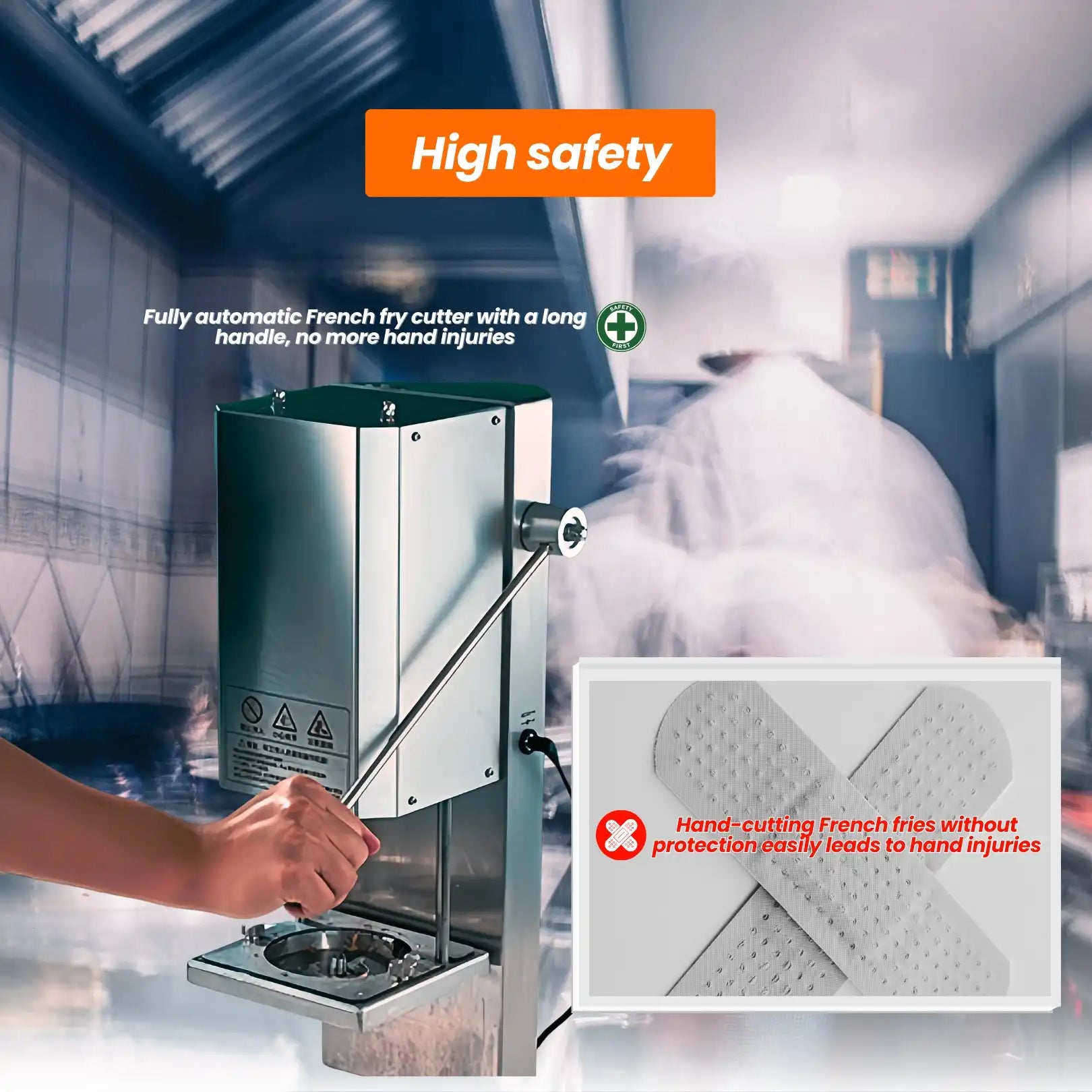 Razor-sharp stainless steel blade assembly of the commercial potato spiral cutter slicer ensuring perfect cuts.