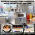 Core benefits of the 16L tabletop pressure fryer, including a compact capacity round pot, programmable controls, and a heavy-duty quick-drain oil valve.