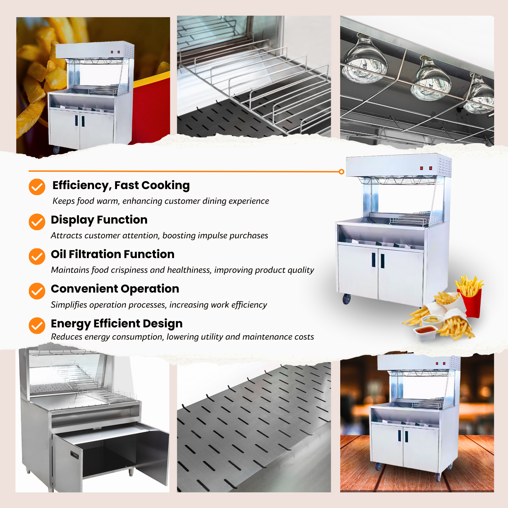 Commercial McDonald's-Style Stainless Steel Floor-Standing Fry Dump Station & Fried Food Warmer FCW-10