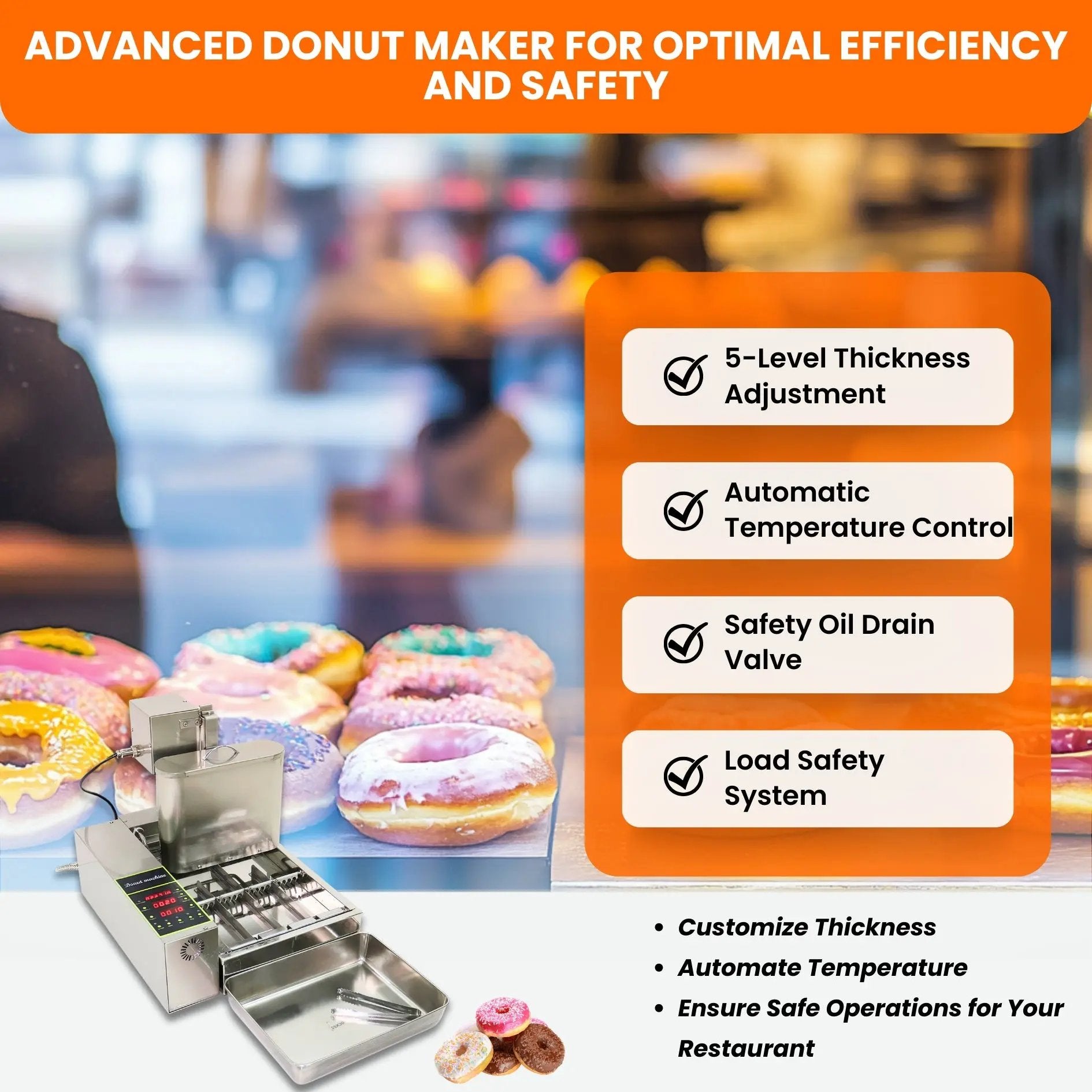 4 Row Auto Doughnut Maker with Intelligent Control Panel Adjustable Thickness Fryer LBD - 4UAuto Doughnut Maker