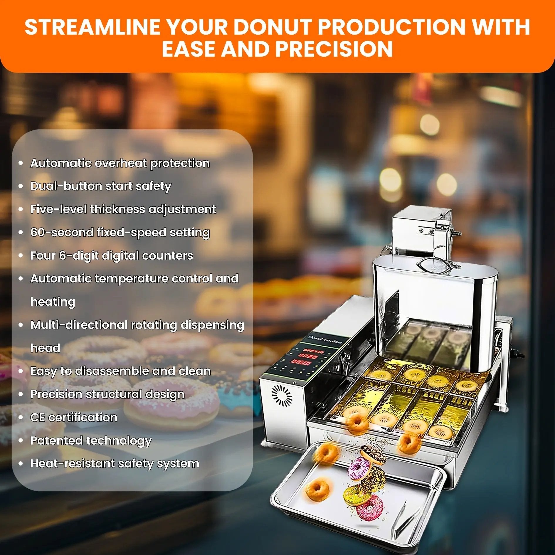 4 Row Auto Doughnut Maker with Intelligent Control Panel Adjustable Thickness Fryer LBD - 4U - Auto Doughnut Maker