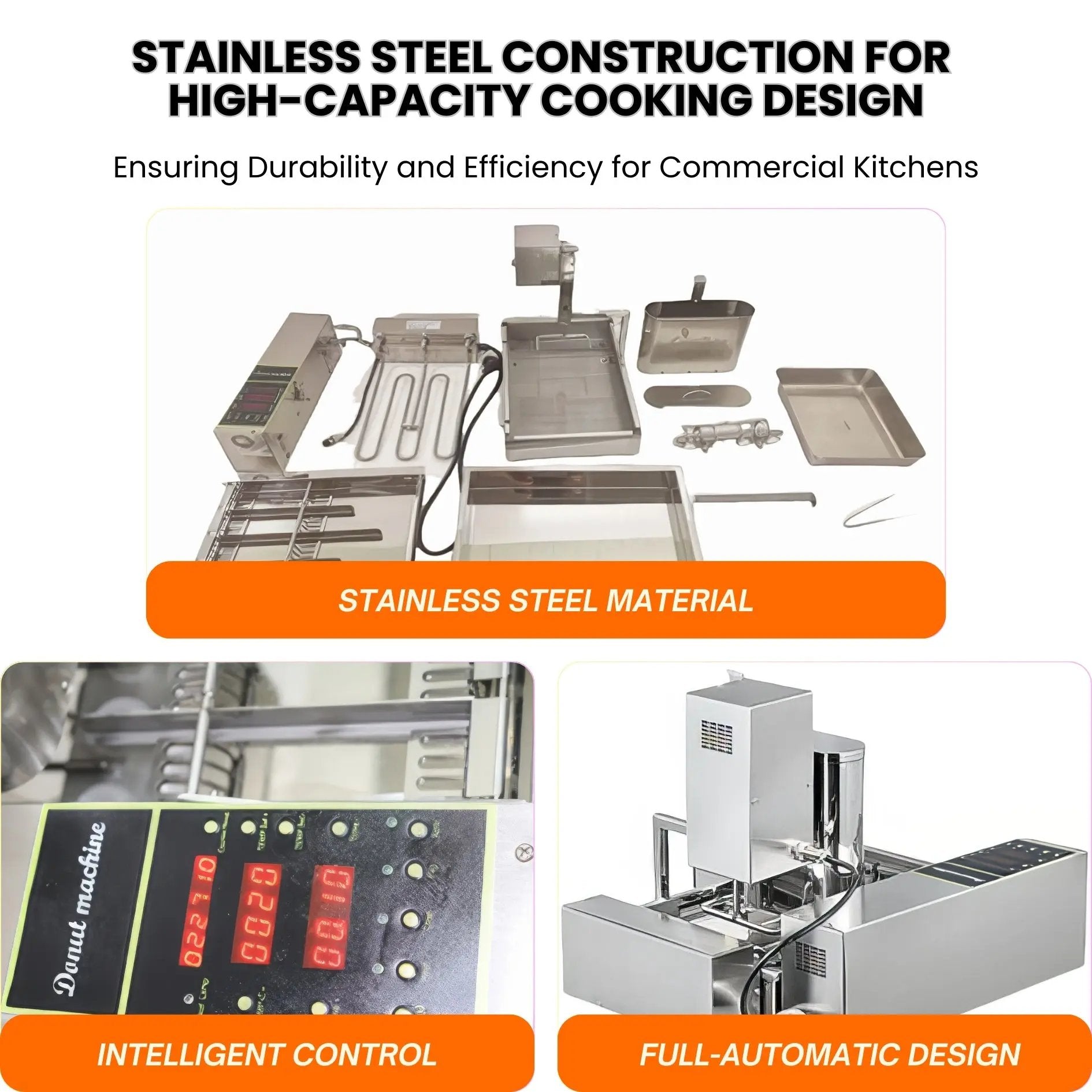 4 Row Auto Doughnut Maker with Intelligent Control Panel Adjustable Thickness Fryer LBD - 4UAuto Doughnut Maker