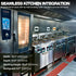 50L commercial fryer dimensions showing flush side-by-side kitchen installation.