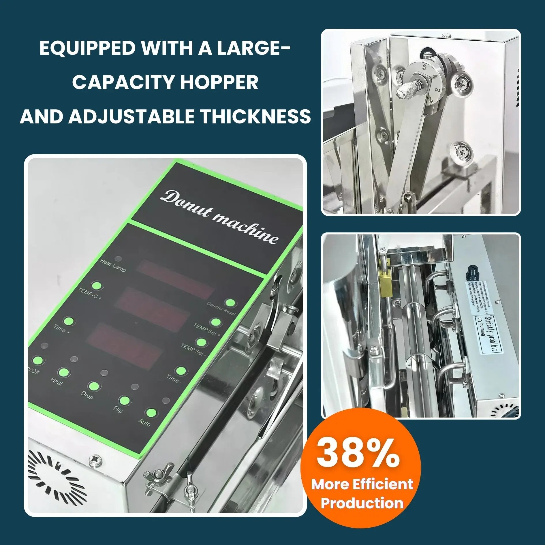 6 Rows Auto Doughnut Maker Intelligent Control Panel Adjustable Thickness Donuts Fryer LBD - 6Auto Doughnut Maker