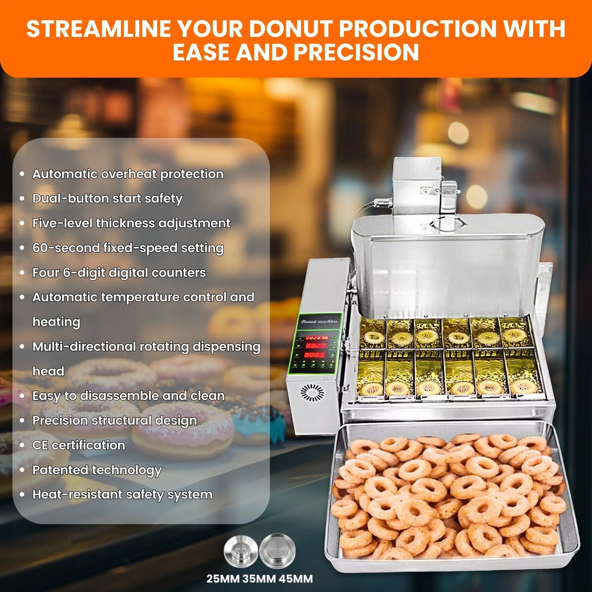 6 Rows Auto Doughnut Maker Intelligent Control Panel Adjustable Thickness Donuts Fryer LBD - 6Auto Doughnut Maker