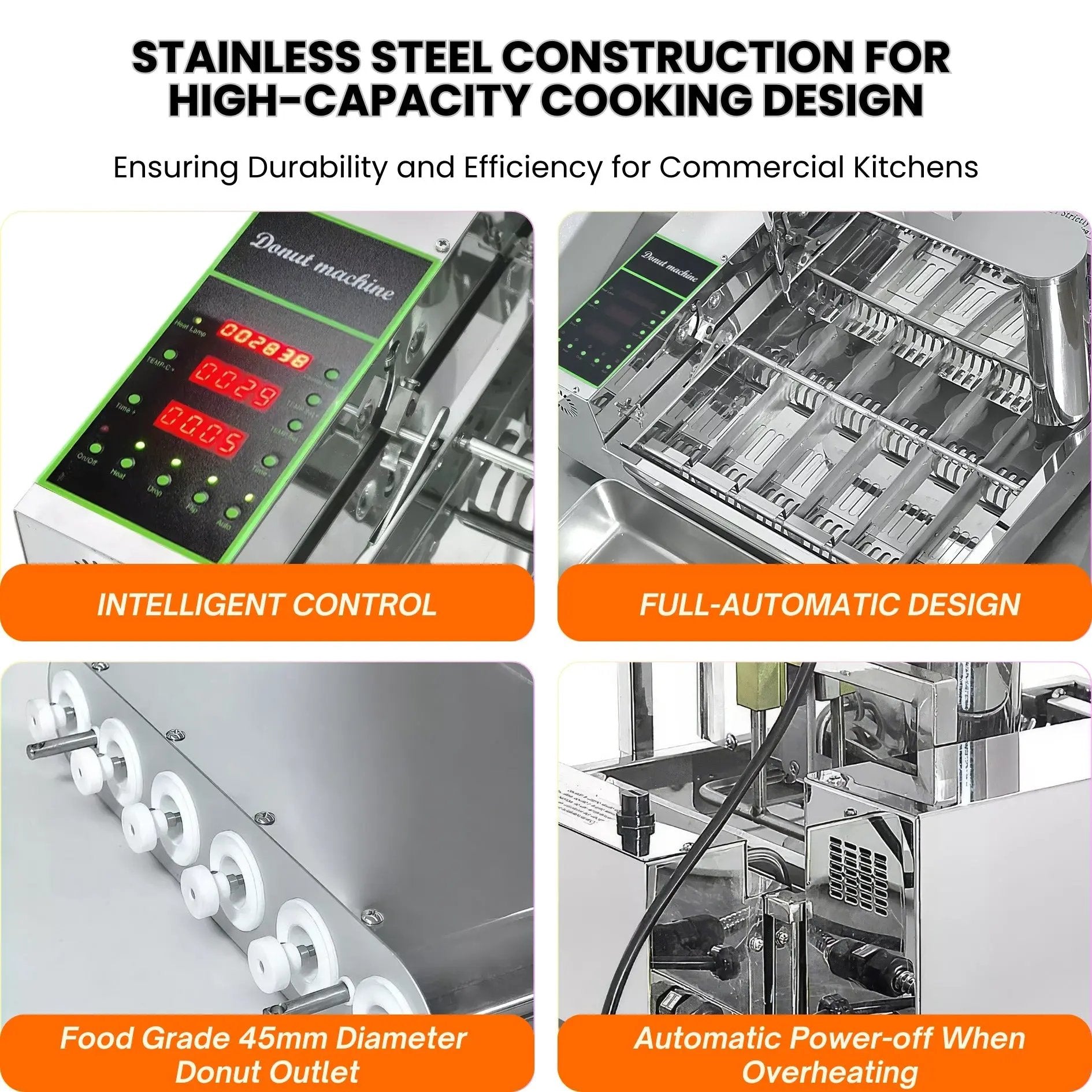 6 Rows Auto Doughnut Maker Intelligent Control Panel Adjustable Thickness Donuts Fryer LBD - 6Auto Doughnut Maker