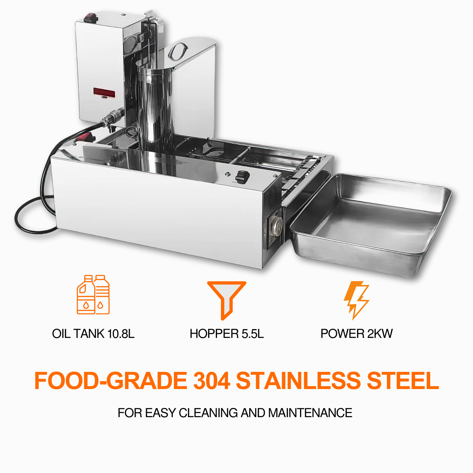 Food grade 304 stainless steel parts of mechanical donut machine disassembled for easy cleaning