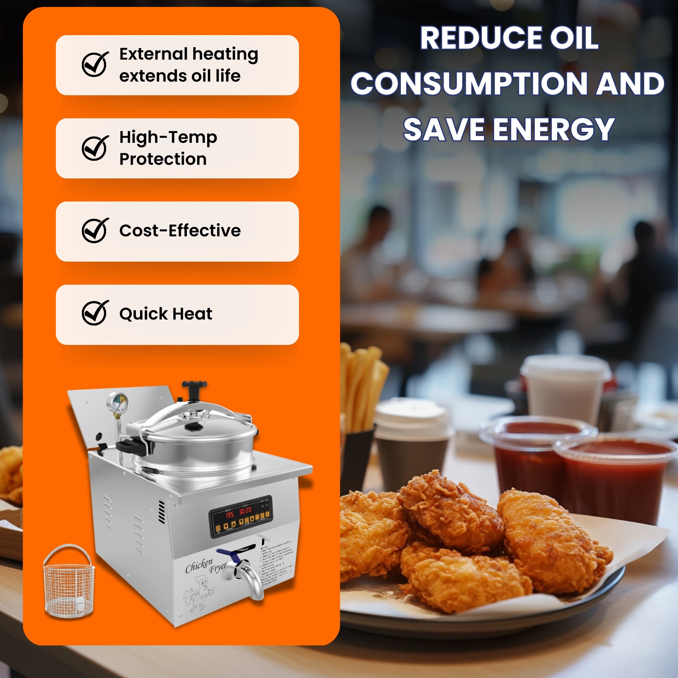 MDXZ-16B Commercial Desktop Computer Control Panel Pressure Deep Fryer