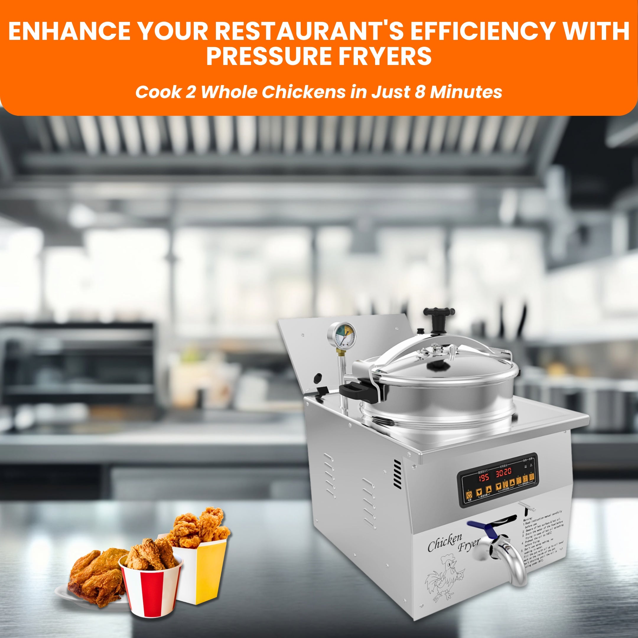 MDXZ-16B Commercial Desktop Computer Control Panel Pressure Deep Fryer