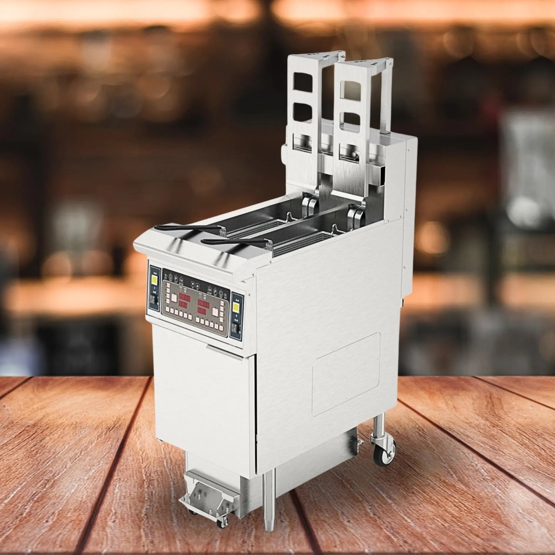 Auto Lift Dual Tank Split Pot Electric Deep Fryers with Oil Filtration System OFE - H213Dual Tank Open Deep Fryer