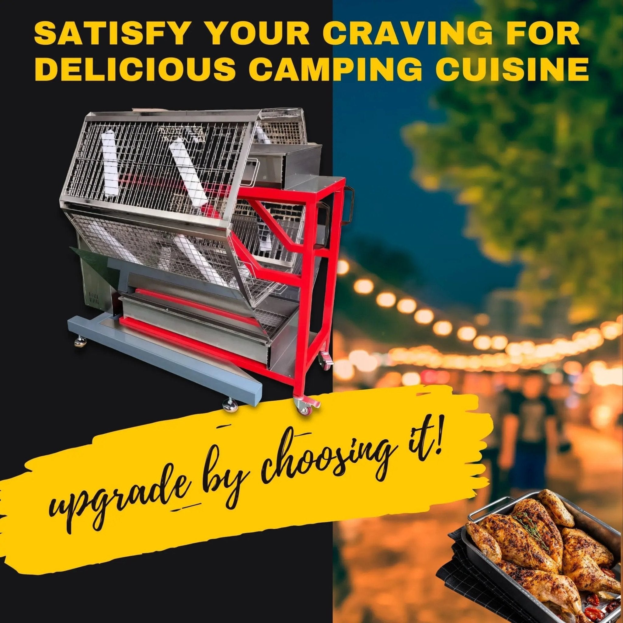 Automatic Charcoal Rotisserie Chicken Oven for Roasting 48 Butterfly Chickens TFS - 48CAutomatic Charcoal Rotisserie Chicken Oven