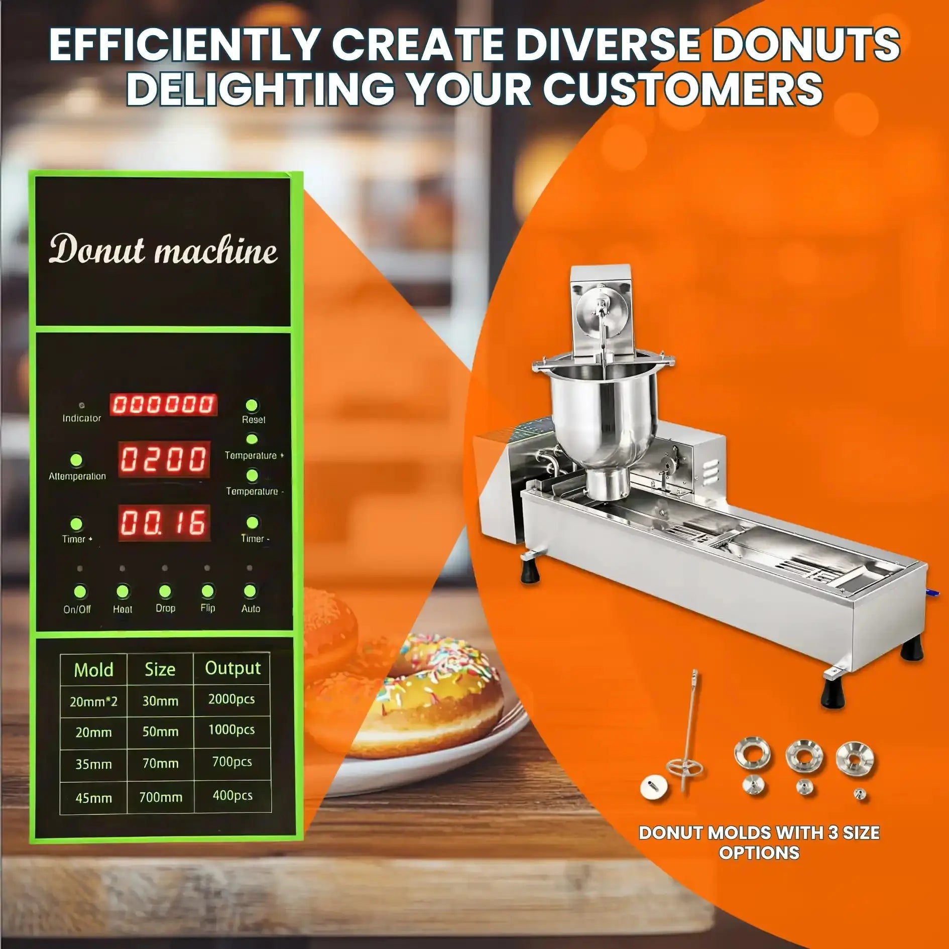 Automatic Commercial Donut Maker Machine | Intelligent Control Panel | 7L Hopper | T - 101UAuto Doughnut Maker