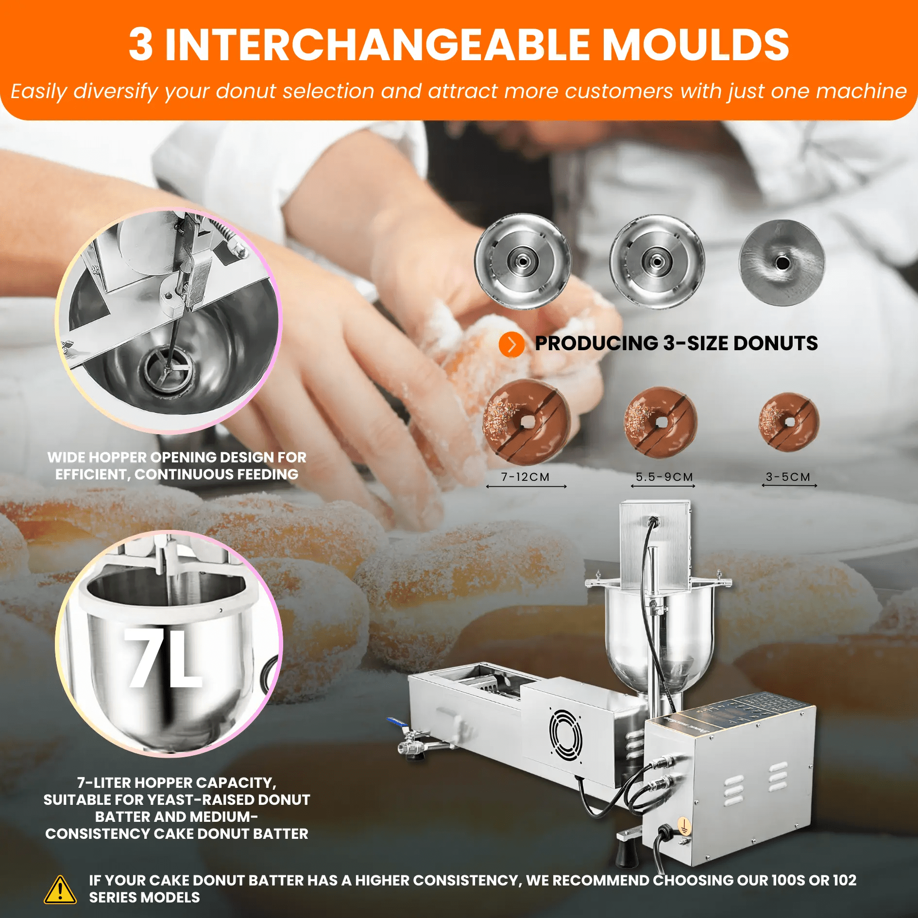 Automatic Commercial Donut Maker Machine | Intelligent Control Panel | 7L Hopper | T - 101UAuto Doughnut Maker