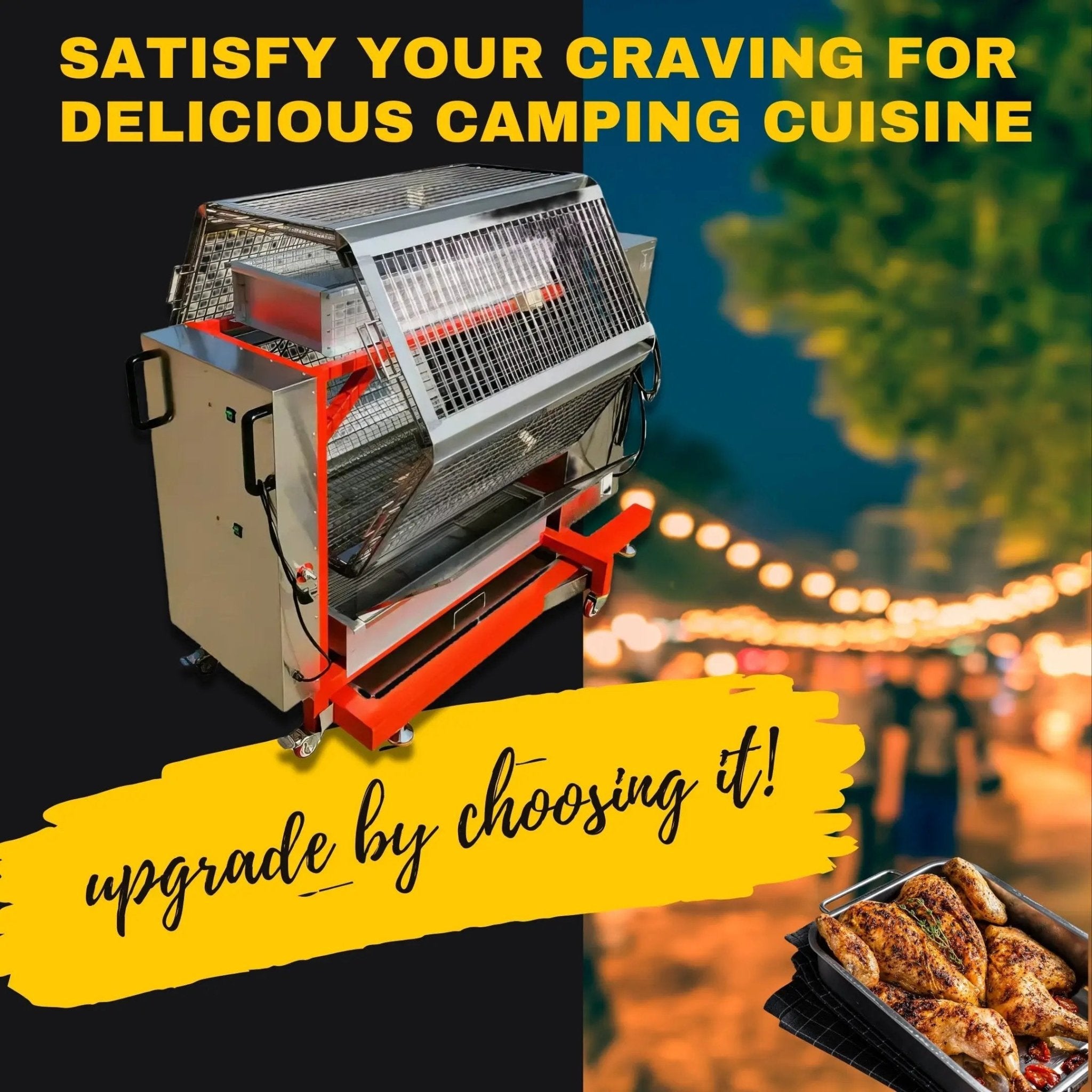 Automatic Gas and Charcoal Rotisserie Chicken Oven for Roasting 48 Butterfly Chickens TFS - 48GGas and Charcoal Rotisserie Chicken Oven