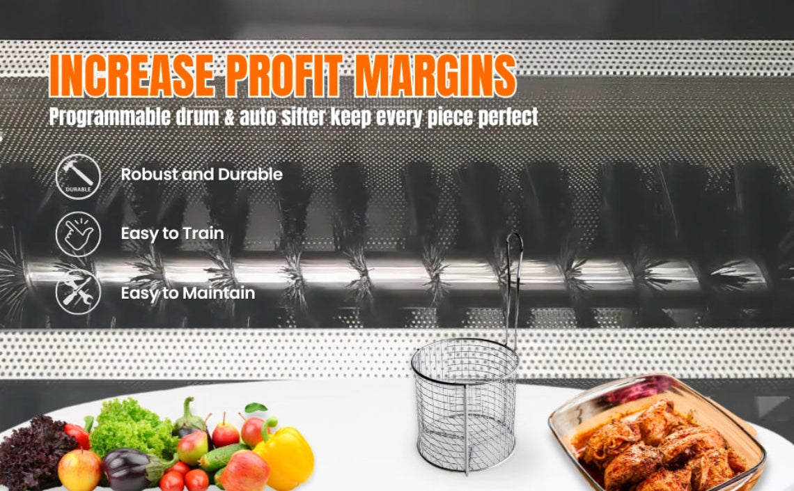 Increase your restaurant's profit margins with this robust and easy-to-maintain chicken breading machine.
