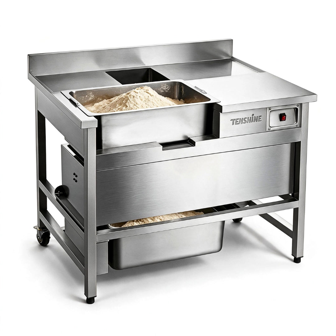 Tenshine TFS-BT01S Commercial Chicken Breading Station and Breading Table with Automatic Flour Sifter