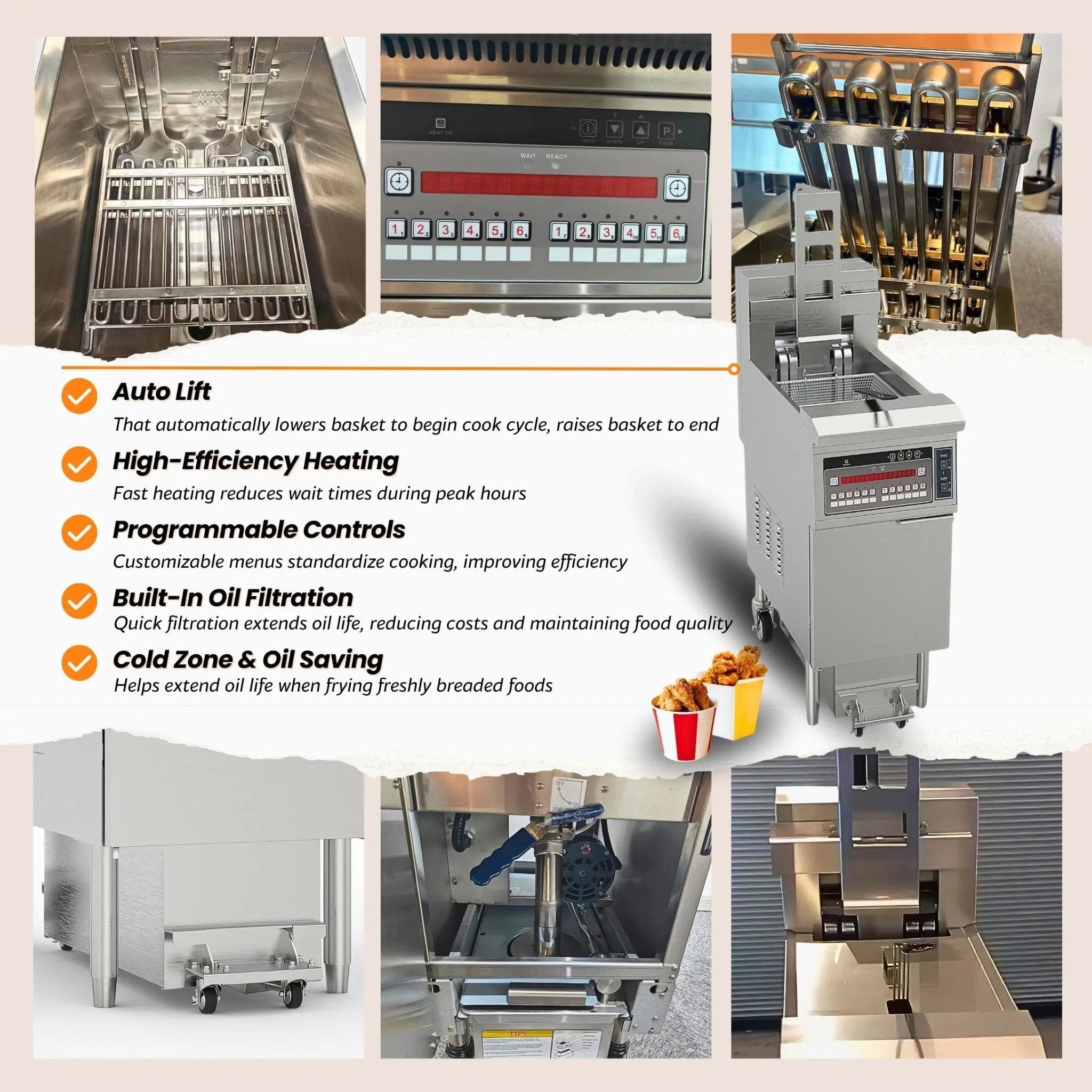 Commercial Auto Lift Single Tank Open Deep Fryer OFE - H126Auto Lift Single Tank Open Deep Fryer