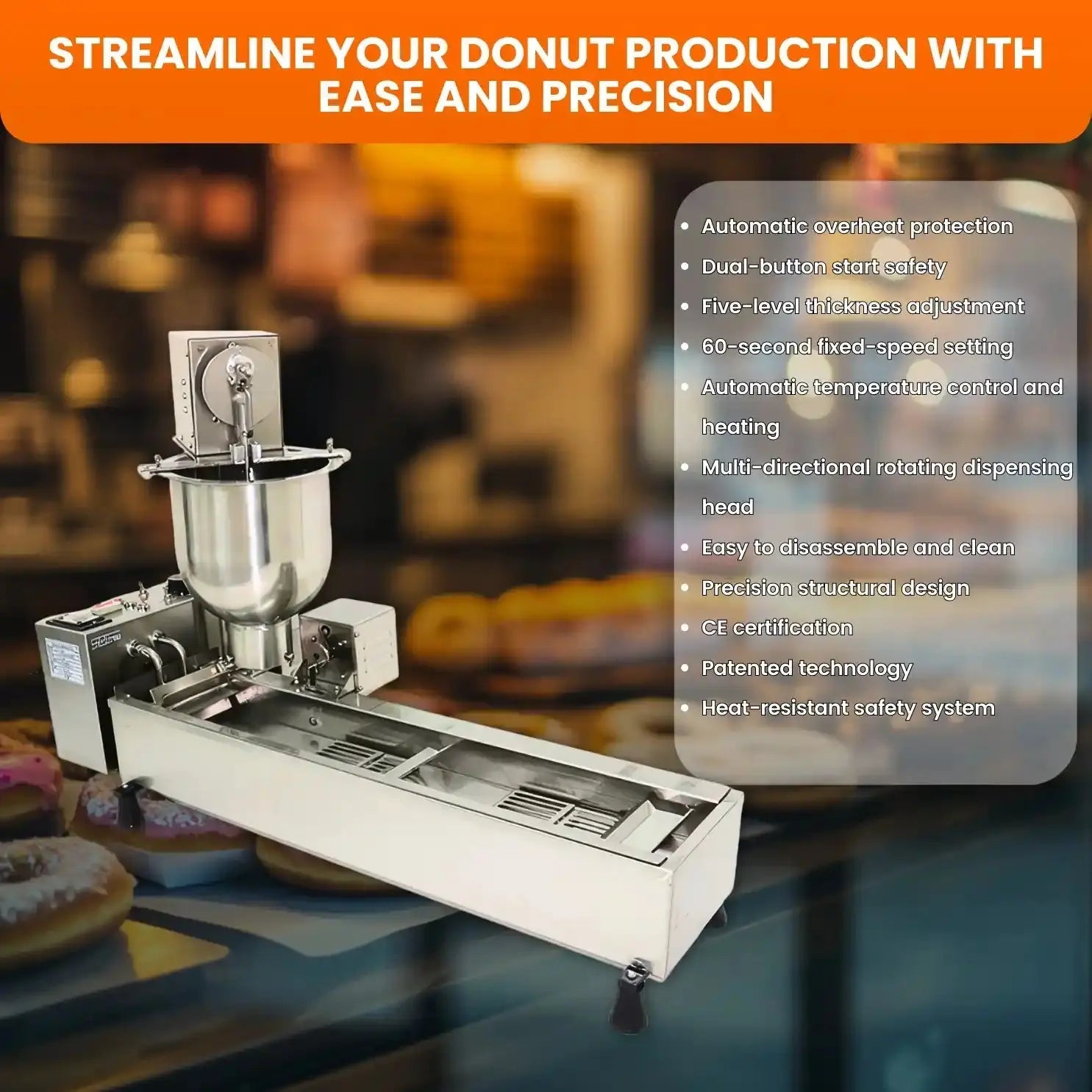 Commercial Automatic Donut Maker Machine | Single Row Doughnut Fryer | 7L Hopper | 3 Mold Sizes | T - 101Auto Doughnut Maker