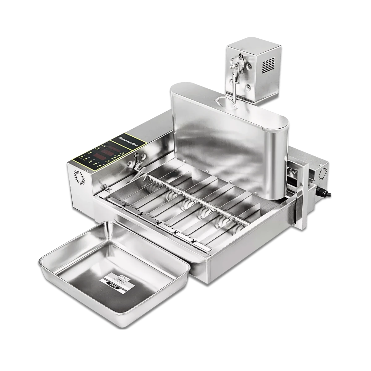 Front view of the Tenshine LBD-6 commercial automatic donut making machine showing the robust 6-row dispensing system