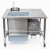 Tenshine BT-1E commercial breading station with US plug, featuring a spacious stainless steel worktop and built-in automatic sifter.