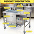 Detailed product description of the Tenshine commercial chicken breading station, highlighting the built-in sieving system, powder wrapping tank, and coarse powder area.