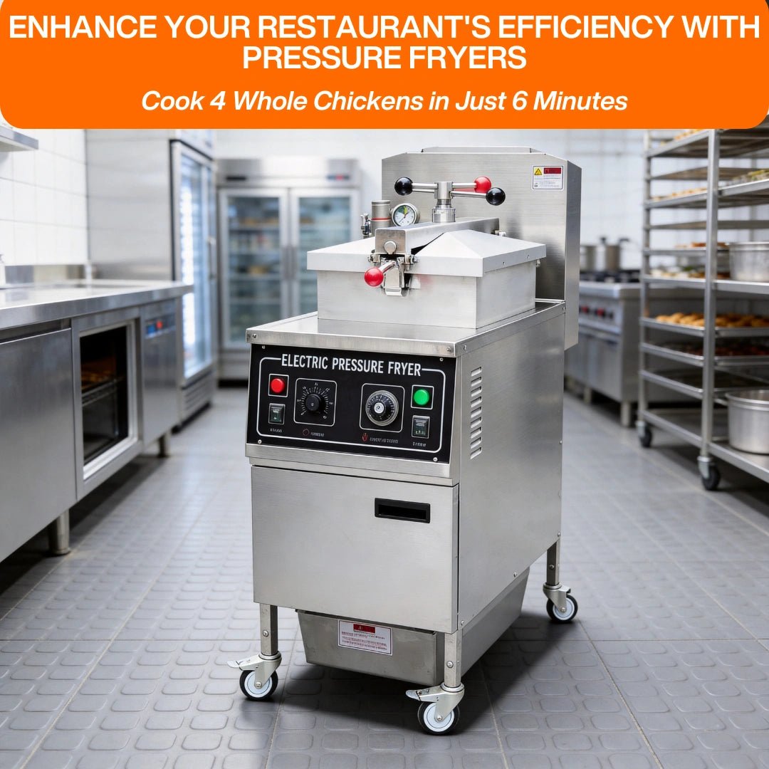The TS-EP24 commercial chicken pressure fryer easily cooks up to four whole chickens per batch to maximize kitchen output.