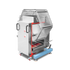 Tenshine commercial chicken rotisserie machine with doors open, showcasing 6 stainless steel cages loaded with roasting chickens.