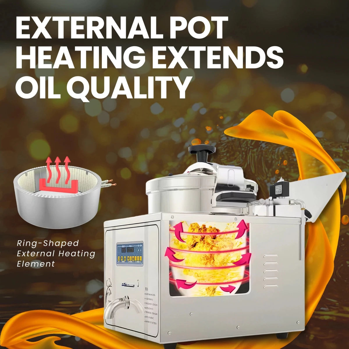 Heavy-duty 3500W heating element inside the commercial countertop deep fryer 220v ensuring lightning-fast temperature recovery.