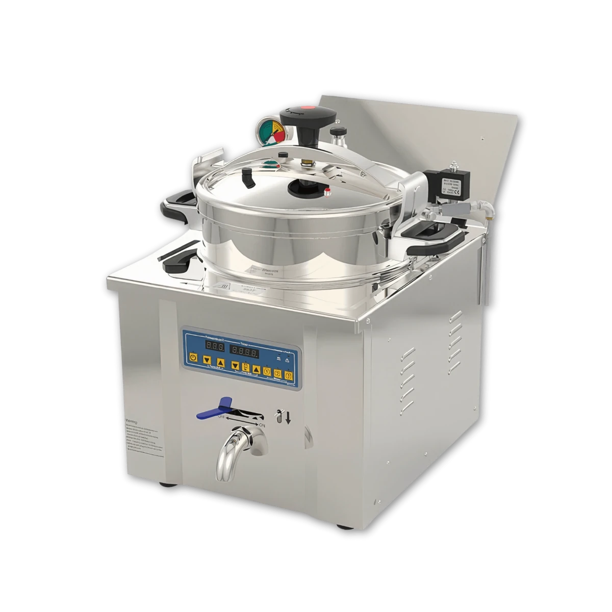 Front view of the MDXZ-22 commercial countertop deep fryer featuring a 22L capacity on a white background.