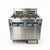 Heavy-duty commercial double electric deep fryer with 13.2 gallon capacity.