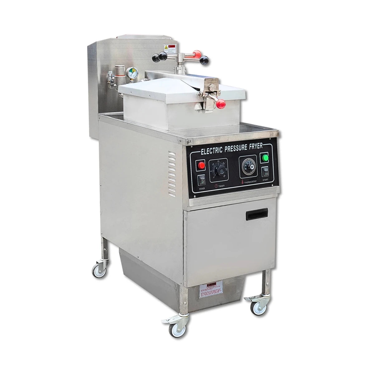 Front view of the 240v TS-EP24 commercial electric fryer on a white background, ideal for heavy-duty restaurant use.