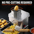 Commercial french fry cutter with 4.3 x 4.1 inch oversized feed chute for whole potatoes at 606 lbs/hr