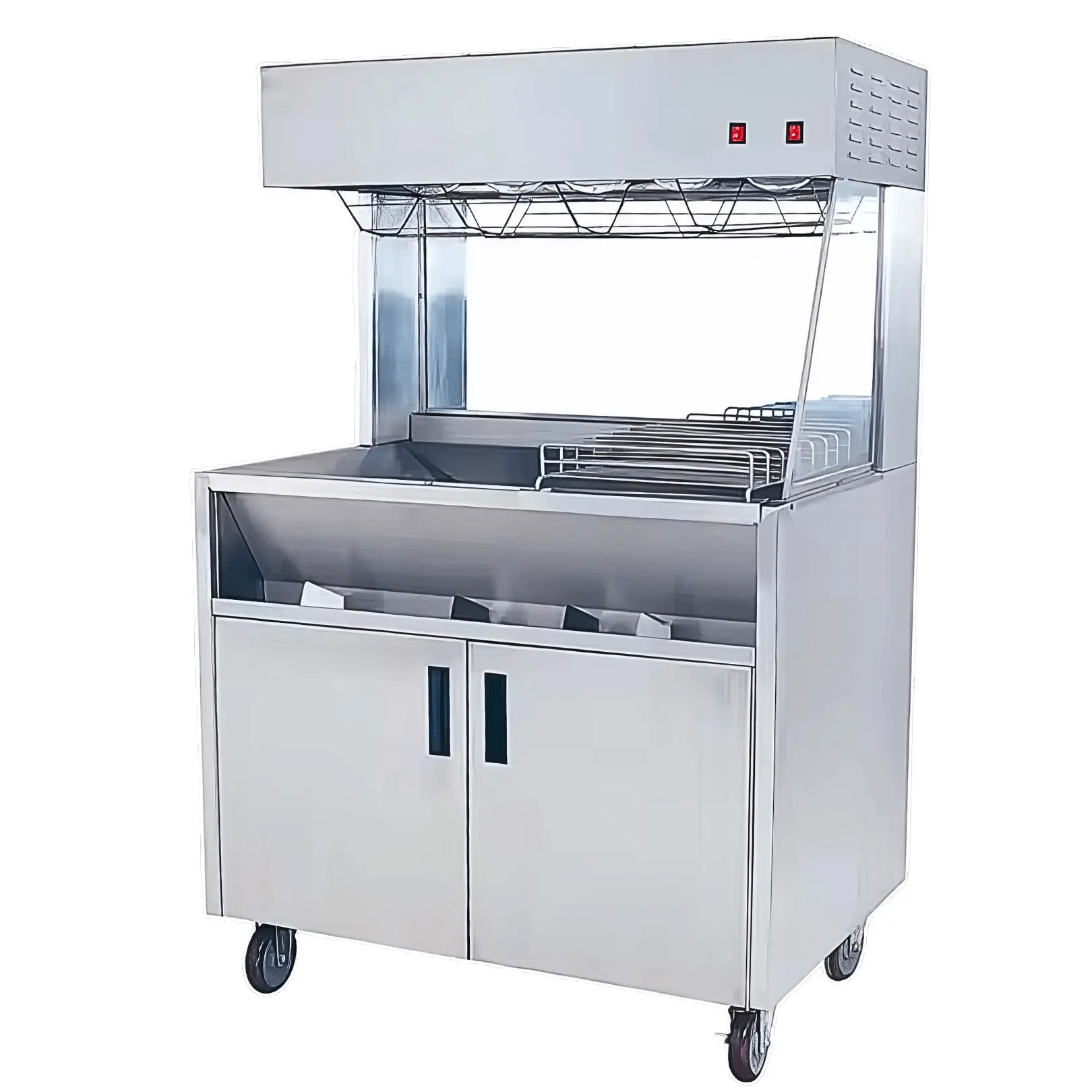 Commercial McDonald's - Style Stainless Steel Floor - Standing Fry Dump Station & Fried Food Warmer FCW - 10Fry Dump Station