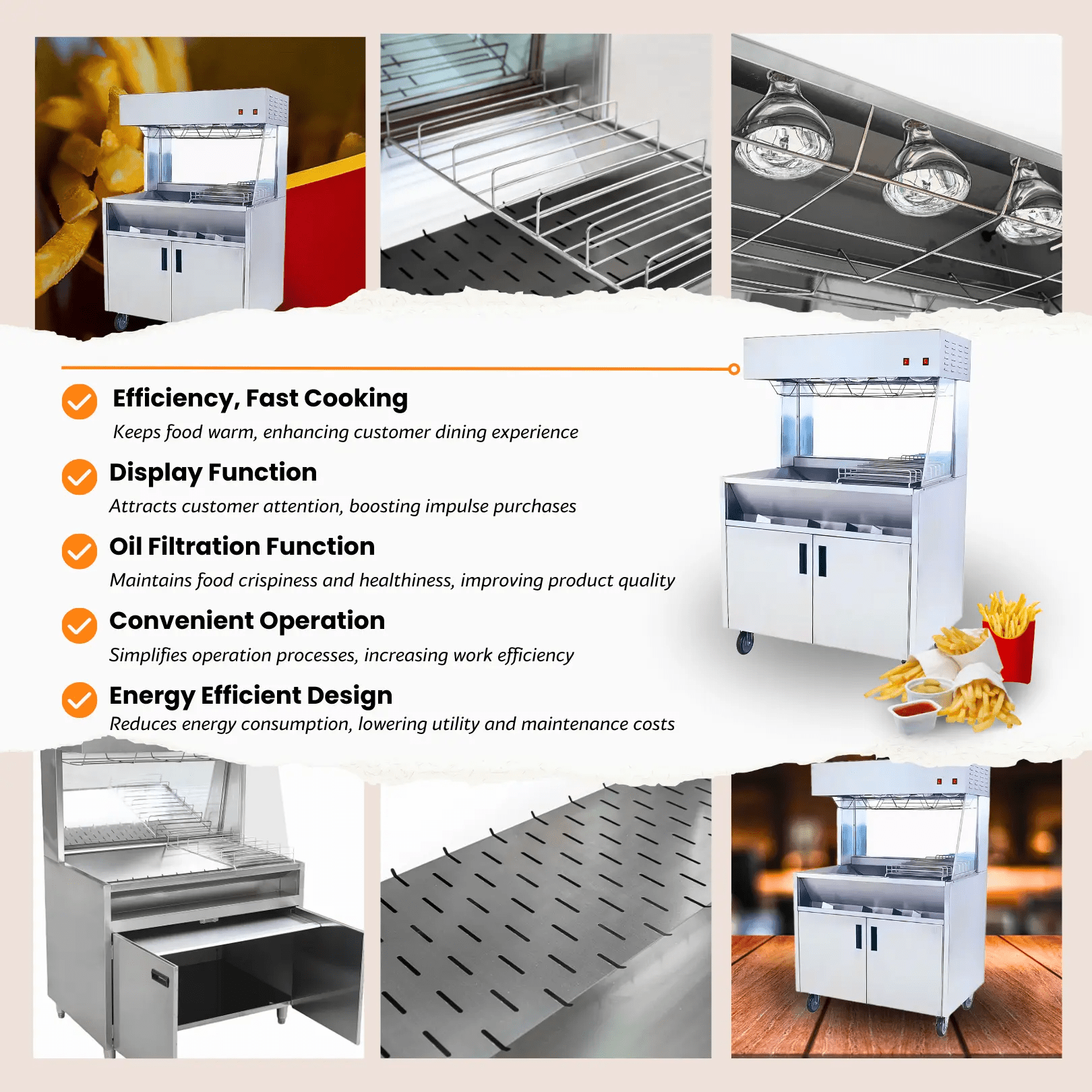 Commercial McDonald's - Style Stainless Steel Floor - Standing Fry Dump Station & Fried Food Warmer FCW - 10Fry Dump Station