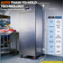 Engineering specifications and physical dimensions for the Tenshine 21.9 Cu. Ft. commercial meat defroster, showing required clearances and operating temperatures.