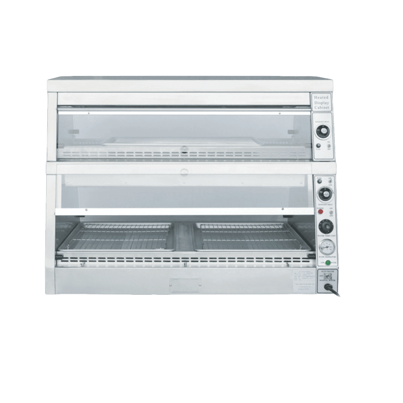 Front view of the Tenshine TS-DW3, a premium commercial pass-through food warmer and fried chicken holding cabinet with humidity, featuring a dual-tier design.