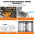 Internal view of the heavy-duty 304 stainless steel vat, highlighting the curved gas heating surface and deep cold zone of the commercial propane pressure fryer.