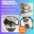 Detailed features of the TS-VS639 commercial veggie slicer including the 0-7mm micrometer adjustment dial, 180-degree chute, and hardened blade for 100% portion control.