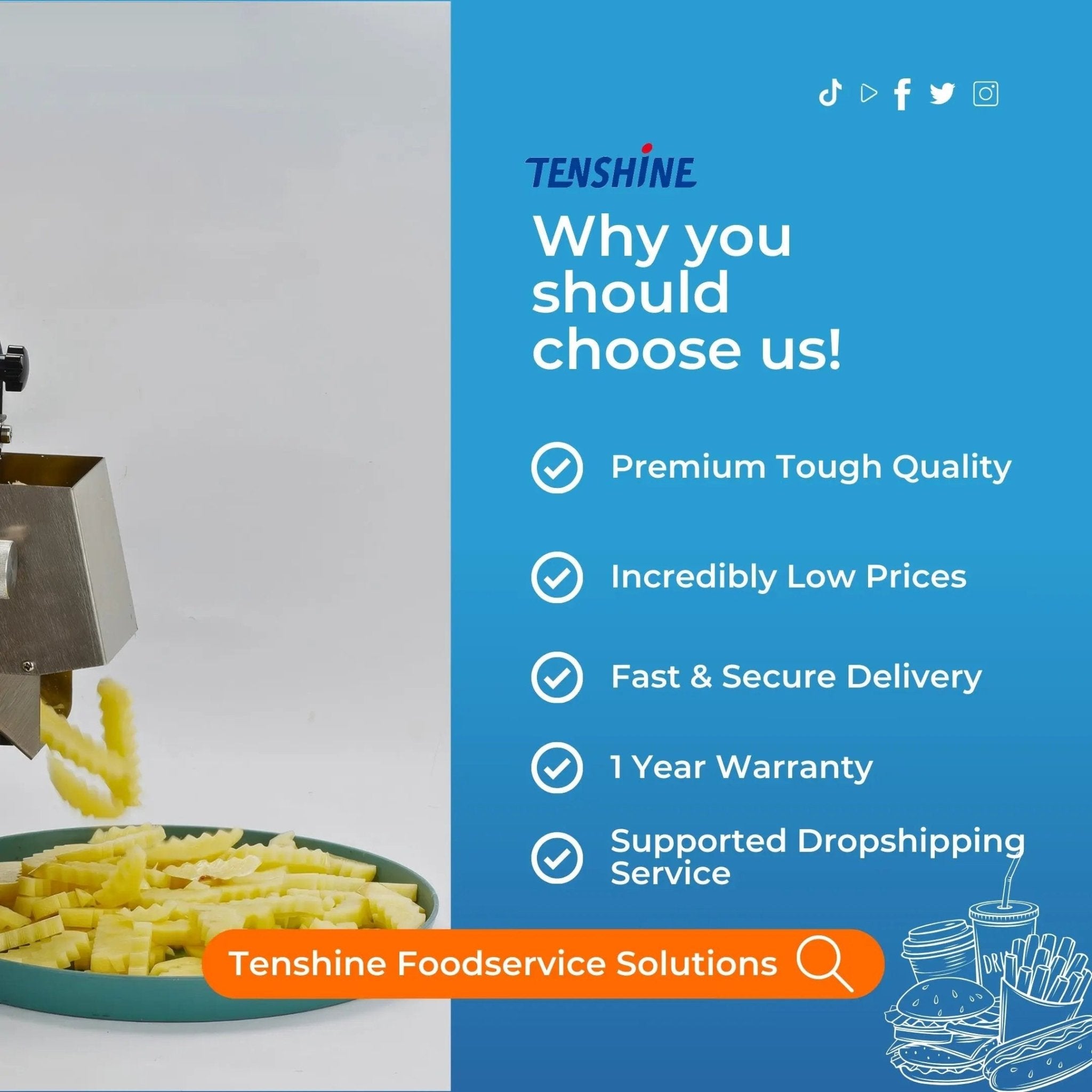 Crinkle - Cut French Fry Cutter TFS - K3Crinkle - Cut French Fry Cutter