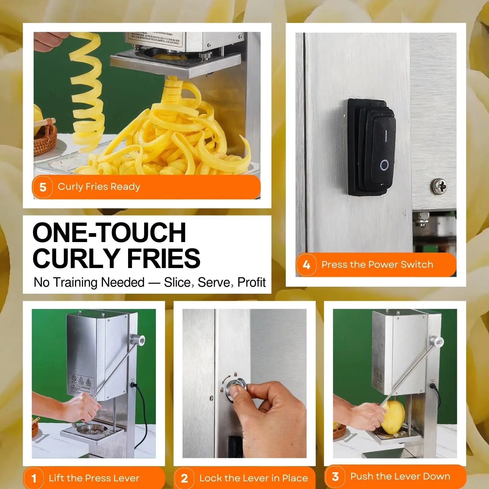 DC - 12V ELECTRIC CURLY FRIES MACHINE TFS - TFSCF1Electric Automatic Curly Fries Cutter