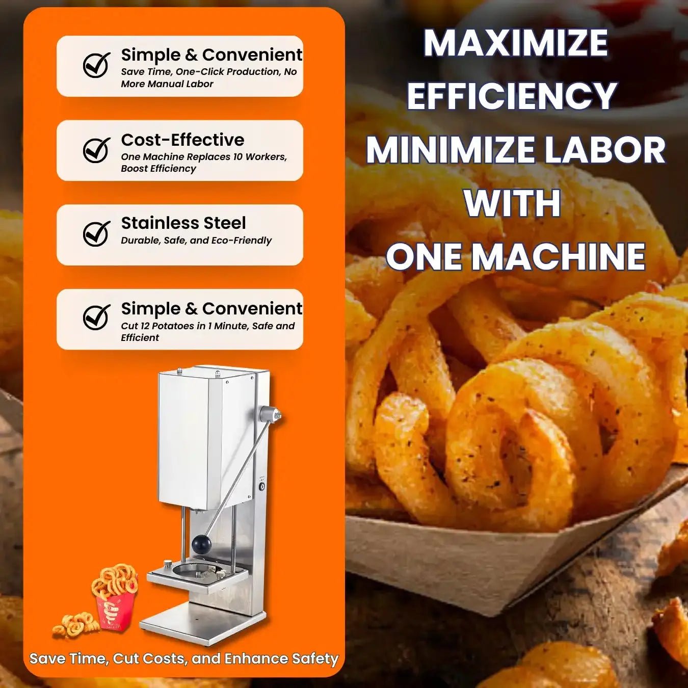 DC - 12V ELECTRIC CURLY FRIES MACHINE TFS - TFSCF1Electric Automatic Curly Fries Cutter