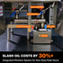 Commercial deep fryer with built-in oil filtration cart and oil pump system.